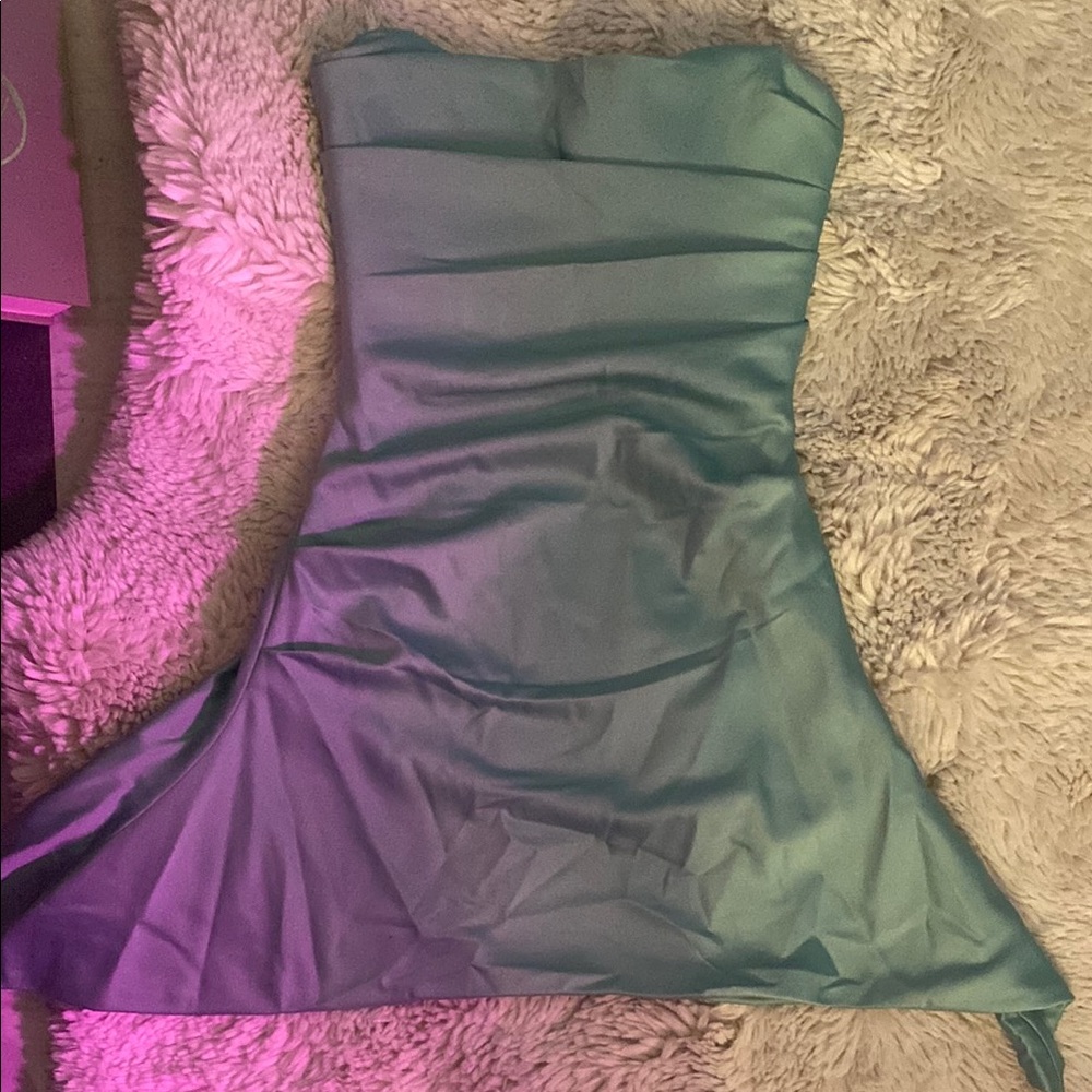 House of CB Green Ruched Strapless Sheath Dress